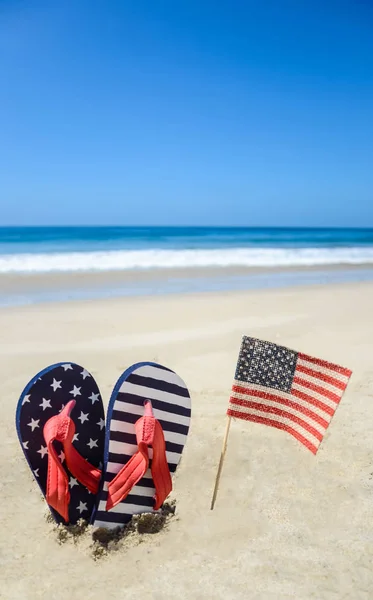 Patriotic USA background on the sandy beach — Stock Photo, Image