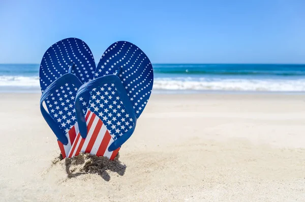 Patriotische USA Hintergrund am Sandstrand — Stockfoto