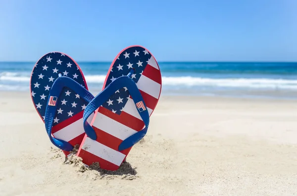 Patriotic USA background on the sandy beach — Stock Photo, Image