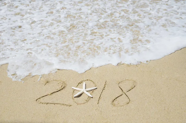 2018 år beach bakgrund — Stockfoto
