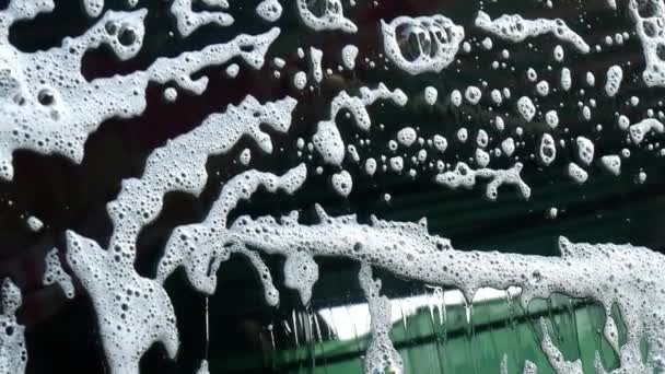 Car Mirror Bubbles Soap Car Wash — Stock Video