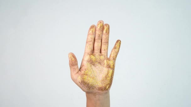 Nyår 2020 Väg Koncept Kvinnans Hand Smetad Med Glitter Visar — Stockvideo