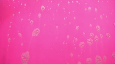 Pembe arka planda akan sabundan köpük kabarcıkları.