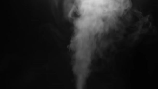 Close White Steam Smoke Shot Black Background Concept Abstract Backdrop — Stock Video