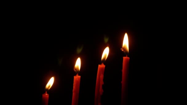 Kerzen Mit Rauch Auf Schwarzem Hintergrund Gelöscht Konzept Des Abstrakten — Stockvideo