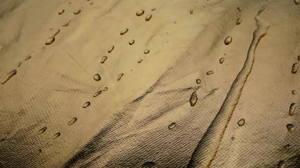 Rolling Water Droplets Light Golden Background Abstract Texture — Stock Video