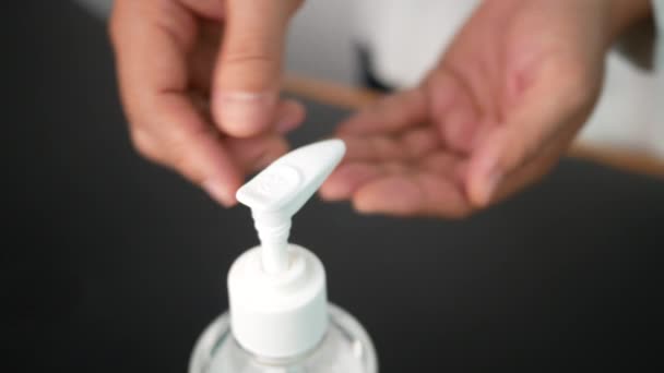 Vrouwen Wassen Handen Met Alcohol Gel Verspreiding Van Bacteriën Bacteriën — Stockvideo