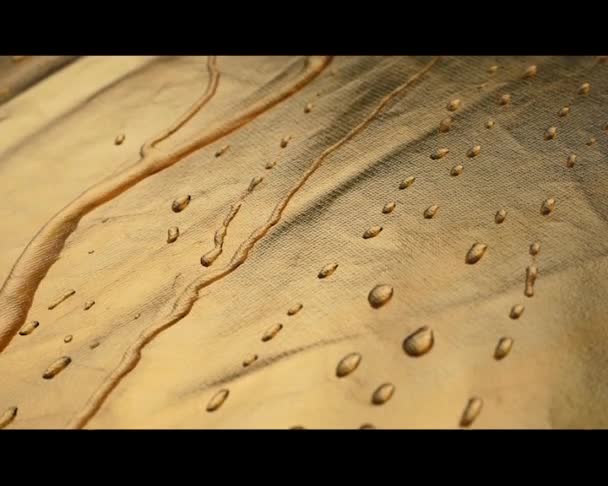 Close Motion Running Water Light Golden Background Abstract Texture — Stock Video