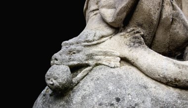 Bakire Meryem yılanın başını ezer. İyi ve kötünün kavramı