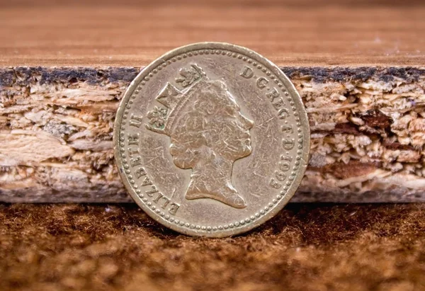 Один Англійський Фунт Монета Закрита — стокове фото