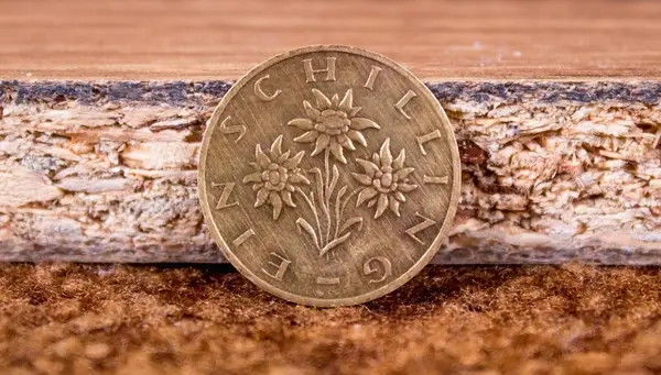 Австрійські Монети Закриваються Один Шилінг — стокове фото