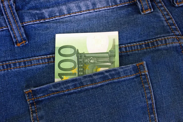 Soldi Nella Tasca Dei Jeans Valuta Euro — Foto Stock