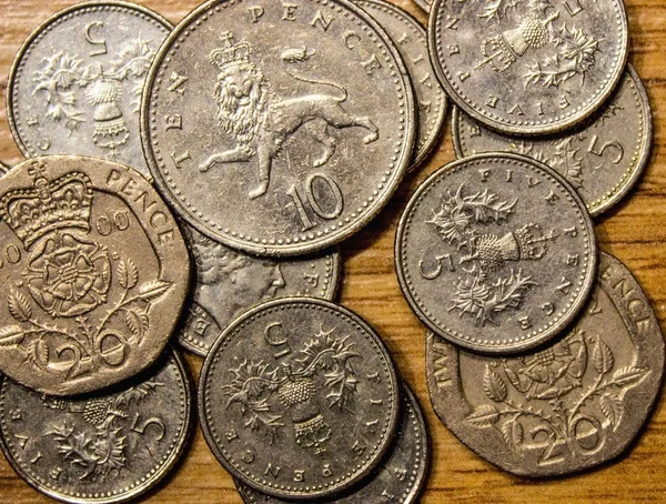 Englische Pfund Münzen Aus Nächster Nähe — Stockfoto