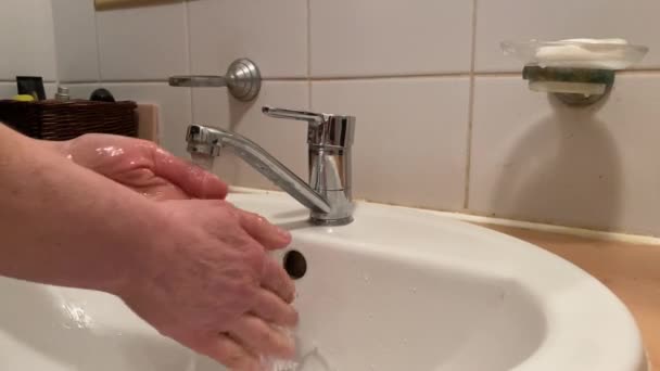 Lavage Des Mains Avec Savon Maison Virus Pandémie Épidémie Rester — Video