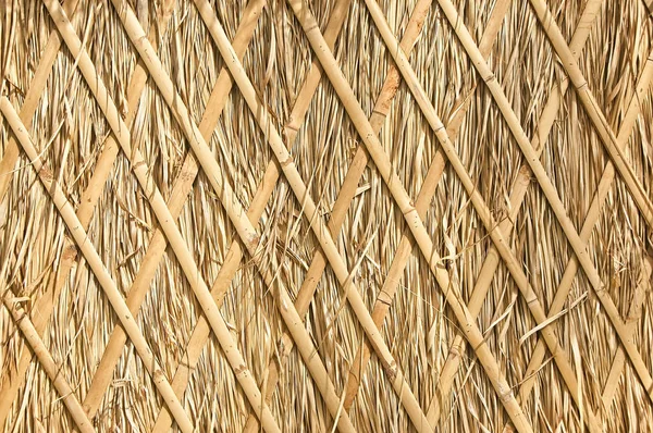 Close-up van thatch dak achtergrond, hooi of droog gras achtergrond, — Stockfoto