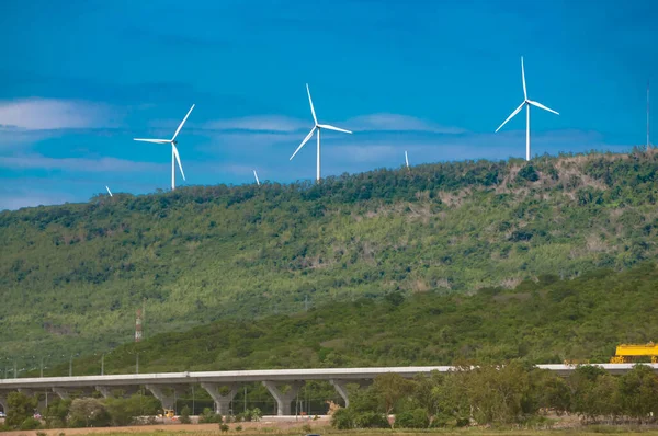 Landscape with Turbine Green Energy Electricity, Windmill for electric power production, Wind turbines generating electricity at Lumtakong, Nakhon Ratchasima. THAILAND. Clean energy concept.