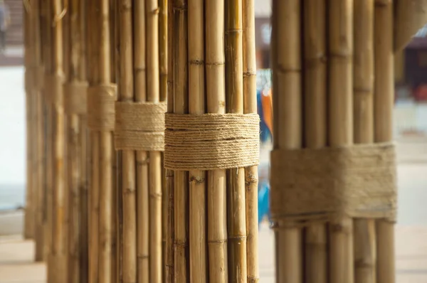 Mnoho Bambusových Vazeb Vázáno Konopná Lana Která Používají Jako Tyč — Stock fotografie