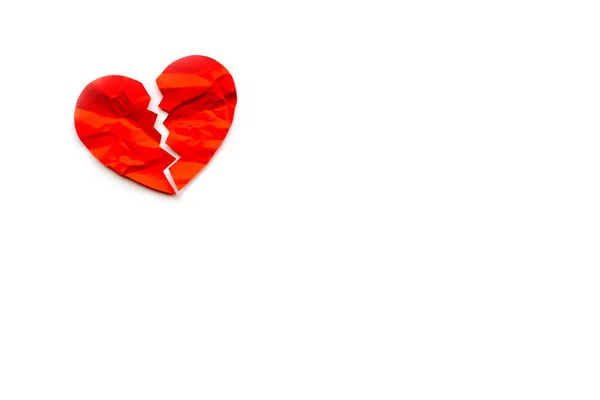 Red paper broken heart on white background — Stock Photo, Image