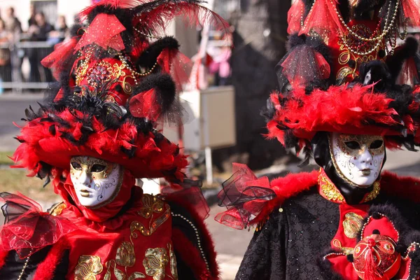 Nice, France - February 25, 2012: Participants in the carnival parade Battle of Flowers in Nice, Carnaval de Nice, Roi de Media, flower parades — Stock Photo, Image