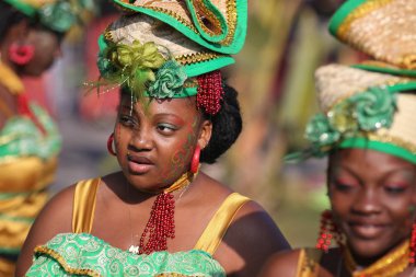 Nice, Fransa - 25 Şubat 2012: Karnaval geçit törenine katılanlar Nice, Karnaval de Nice, Roi de Media, çiçek geçit törenleri