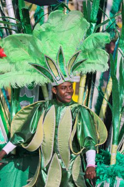 Nice, Fransa - 25 Şubat 2012: Karnaval geçit törenine katılanlar Nice, Karnaval de Nice, Roi de Media, çiçek geçit törenleri