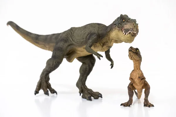 Tyrannosaurus rex beyaz arka plan üzerinde izole bebek tyrannosaurus rex ile — Stok fotoğraf