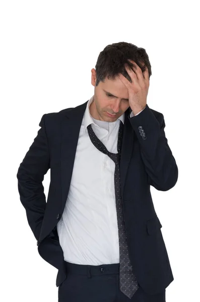 Sick Isolated Business Man Headache Isolated White Background Stock Image