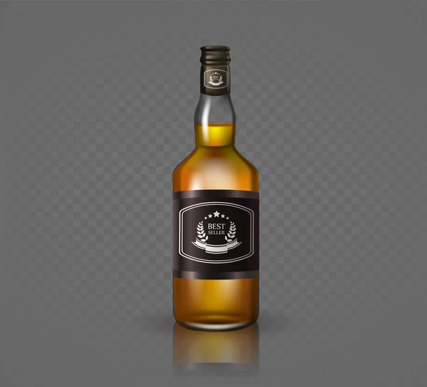 Frasco de brandy de vidrio con tapón de rosca, aislado sobre fondo blanco . — Vector de stock