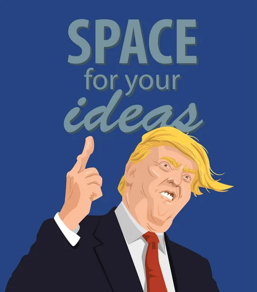 Cartoon portret van Donald Trump houdt een toespraak. — Stockvector