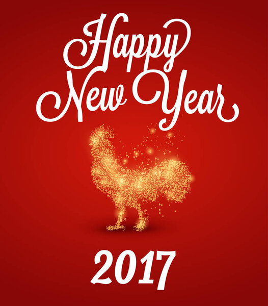 Огненный петух 2017. Символ китайского Нового года. состав частиц, векторная иллюстрация

