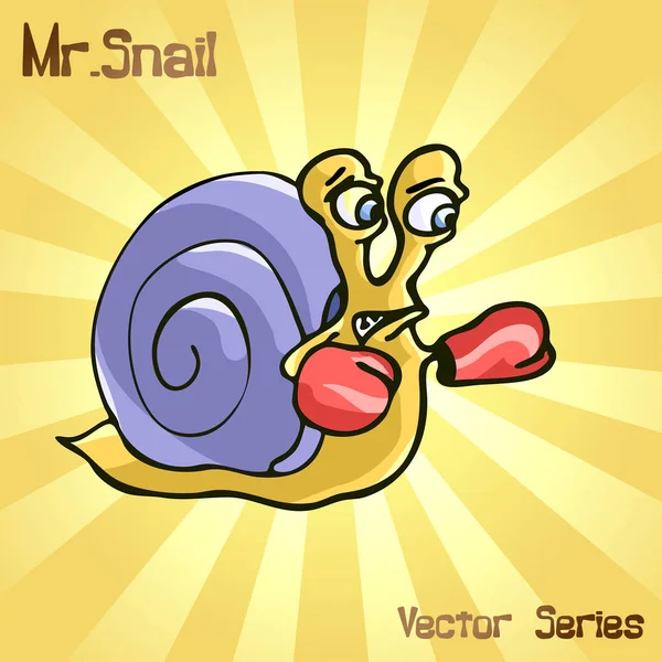 Sr. Caracol con boxeo. ilustración vectorial — Archivo Imágenes Vectoriales