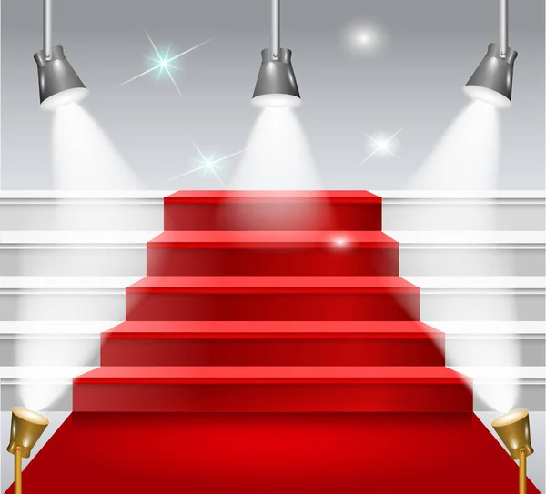 Treppe mit rotem Teppich — Stockvektor