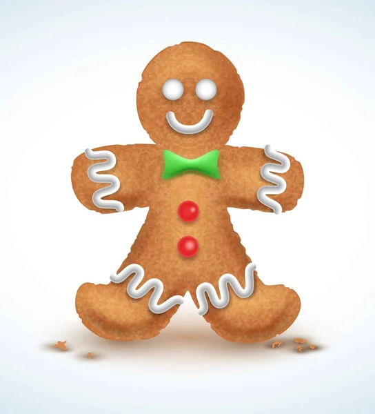 Pain d'épice homme décoré glaçage coloré. cookie de vacances en forme de. Illustration vectorielle qualitative pour le jour de l'an, Noël, hiver, cuisine, veille, nourriture, silvester, etc. — Image vectorielle