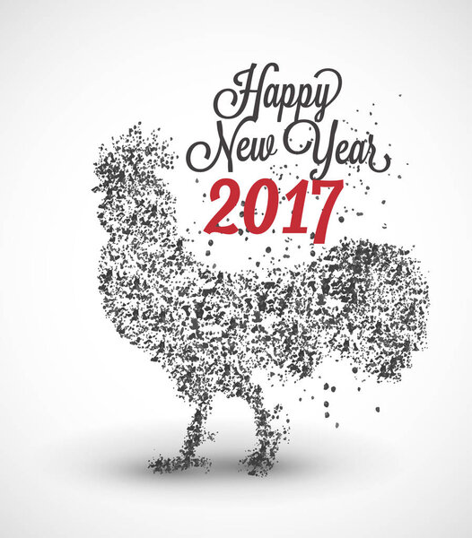 Огненный петух 2017. Символ китайского Нового года. состав частиц, векторная иллюстрация
