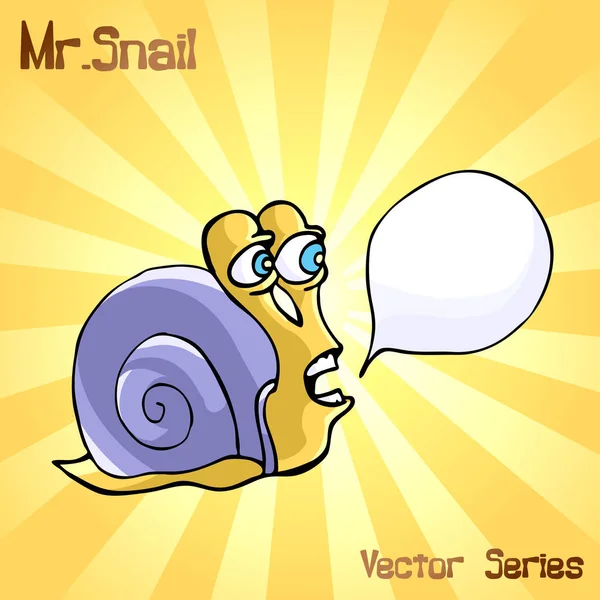 Mr. Snail with bubble speech. vector illustration — Stock Vector