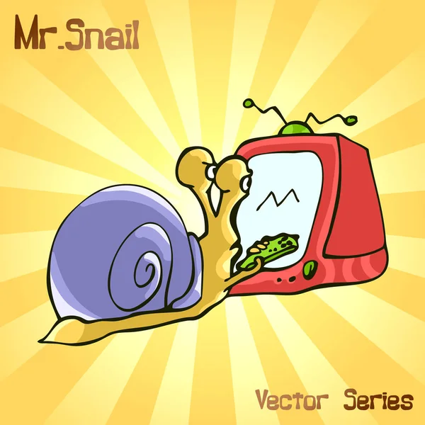 Mr. Snail with TV. vector illustration — Stock Vector