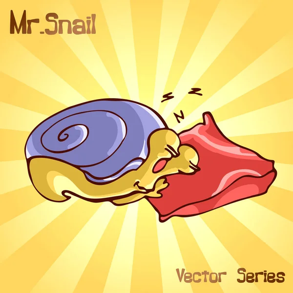 Mr. Snail with sleep. vector illustration — Stock Vector