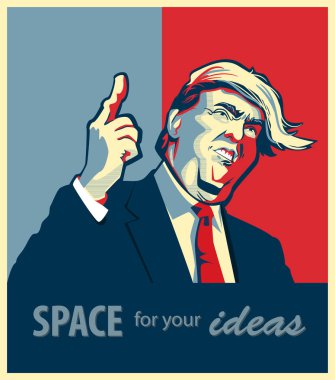 Donald Trump konuşma portresi çizgi film.