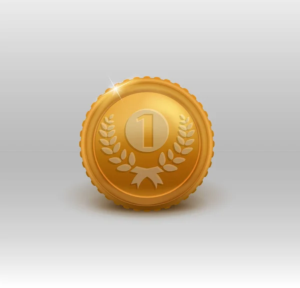 Medalla de oro para el primer lugar. ilustración vectorial . — Vector de stock