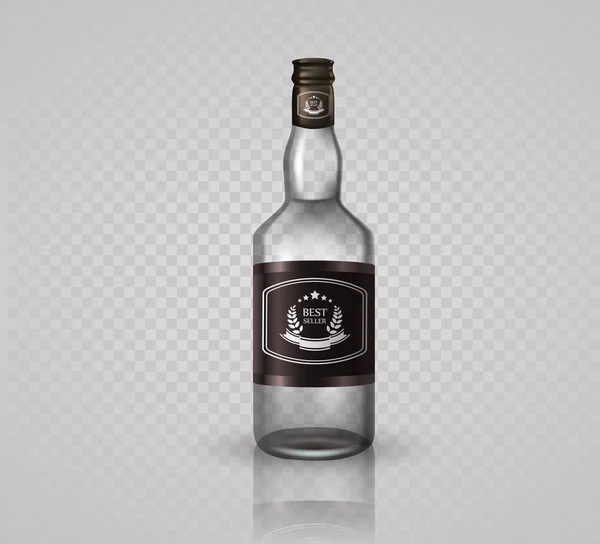 Glasbrandy-Flasche mit Schraubverschluss, isoliert auf weißem Hintergrund. — Stockvektor