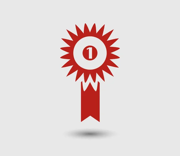 Distintivo com fitas ou vetor de ícone de prêmio no fundo branco — Vetor de Stock