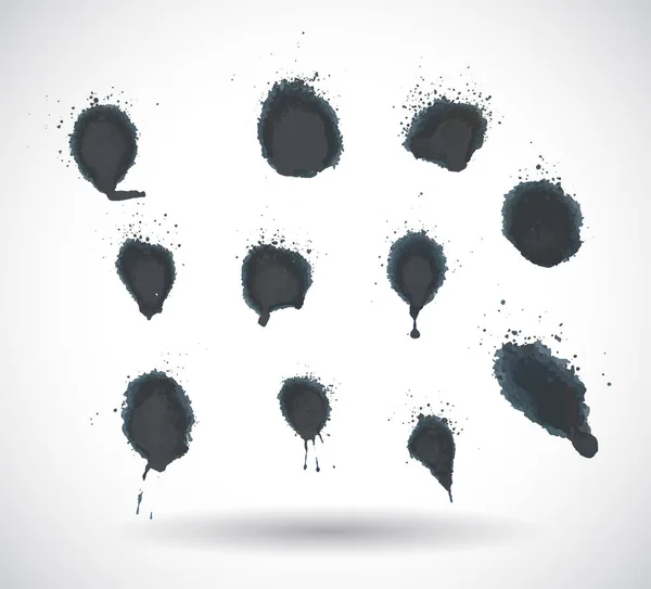 Taches de pulvérisation vectorielles d'encre noire — Image vectorielle