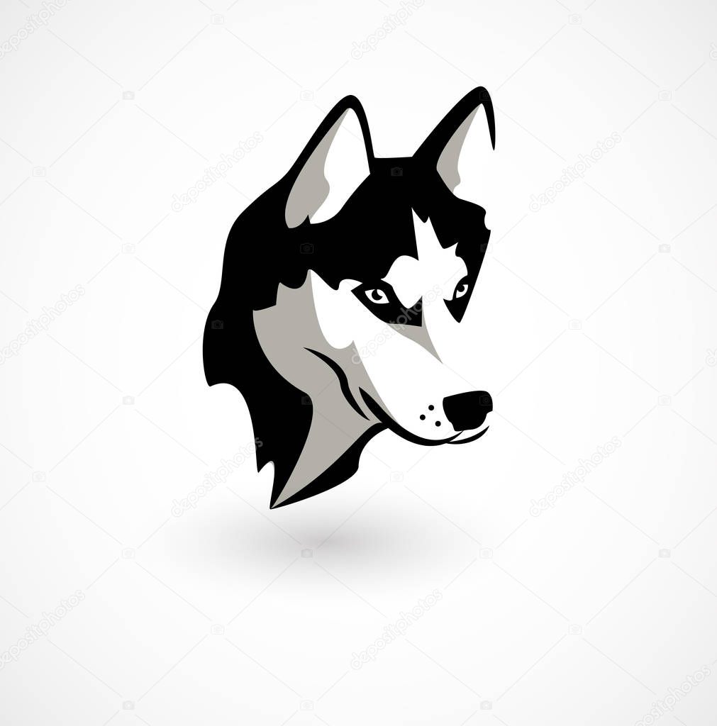 Logo vector illustration of Husky isolated on white.