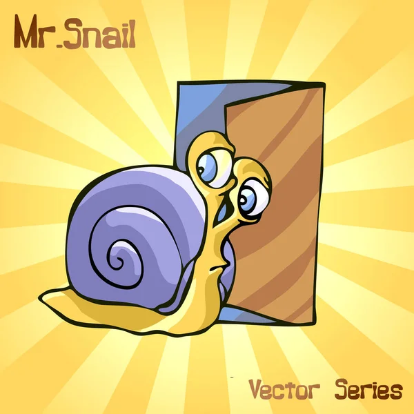 Mr. Snail with door. vector illustration — Stock Vector