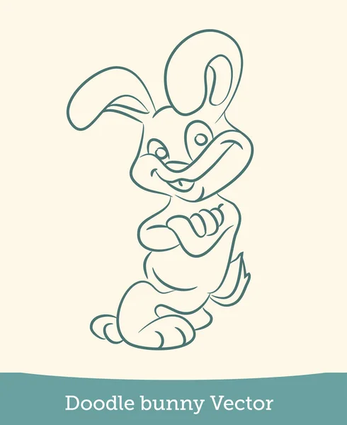Doodle bunny standing isolated on white background. Vector Stock Vector