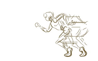 Doodle robotu beyaz arkaplanda izole bir şekilde çalışıyor. vektör illüstrasyonu