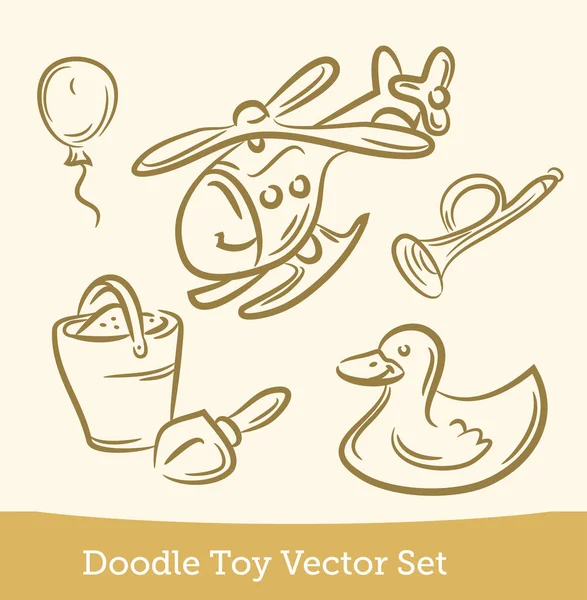 Doodle Toy Set isoliert auf weißem Hintergrund. Vektor — Stockvektor