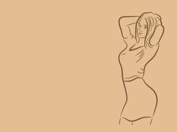 Sexy Mode Mädchen im Sketch-Stil auf einem Retro-Hintergrund. Platz für Ihren Text. Vektor — Stockvektor