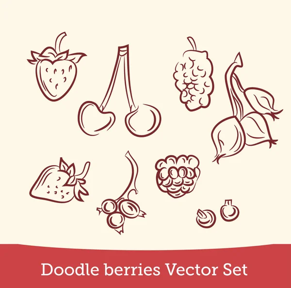 Doodle berry set isolated on white background. Vector — Stock Vector