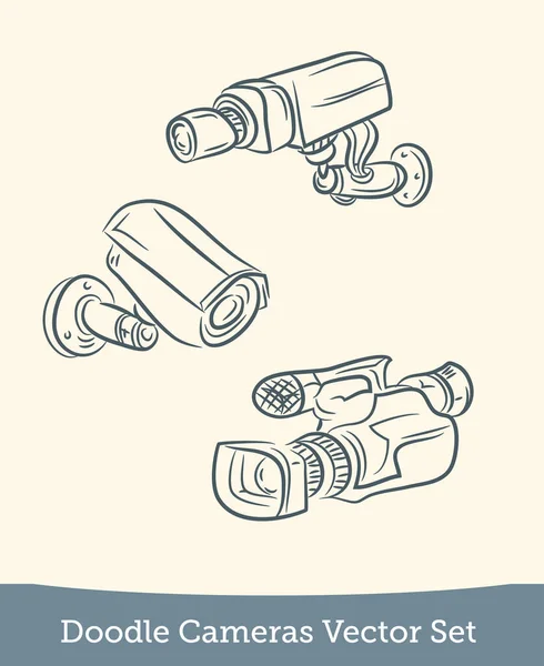 Doodle Set Videokamera isoliert auf weißem Hintergrund. Vektor — Stockvektor